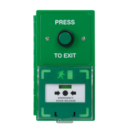 ICS Dual Unit MCP110 Call Point With Green Stainless Steel Exit Button Vertical DBB-H-08-110-V - Green