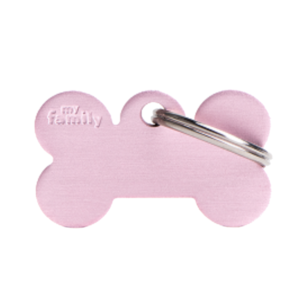 SILCA My Family Bone Shape ID Tag With Split Ring Small - Pink