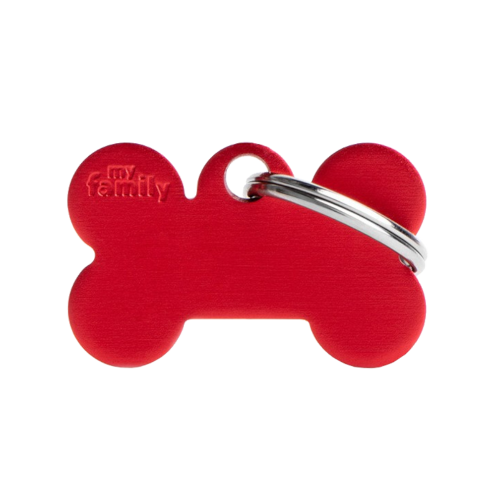 SILCA My Family Bone Shape ID Tag With Split Ring Small - Red