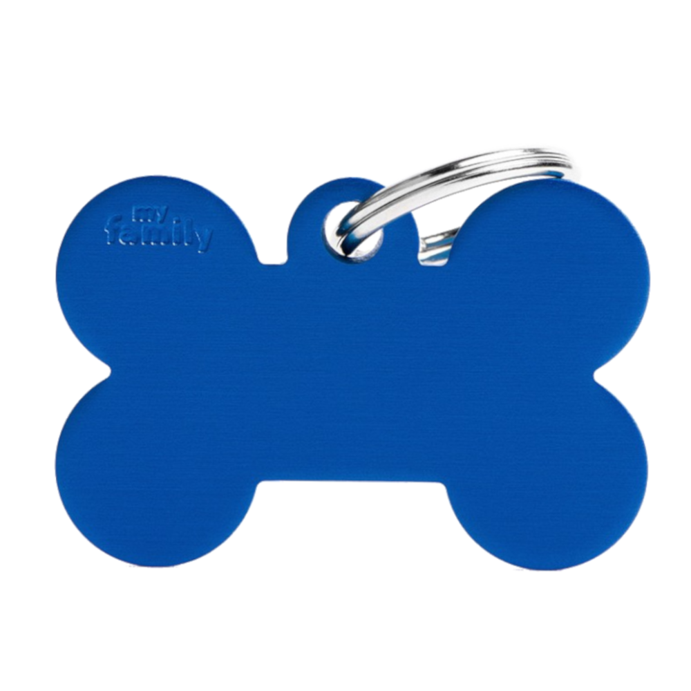 SILCA My Family Bone Shape ID Tag With Split Ring Large - Blue