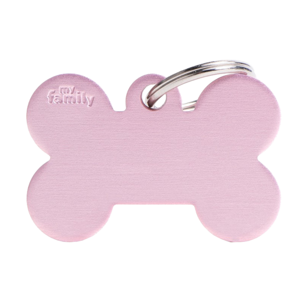 SILCA My Family Bone Shape ID Tag With Split Ring Large - Pink