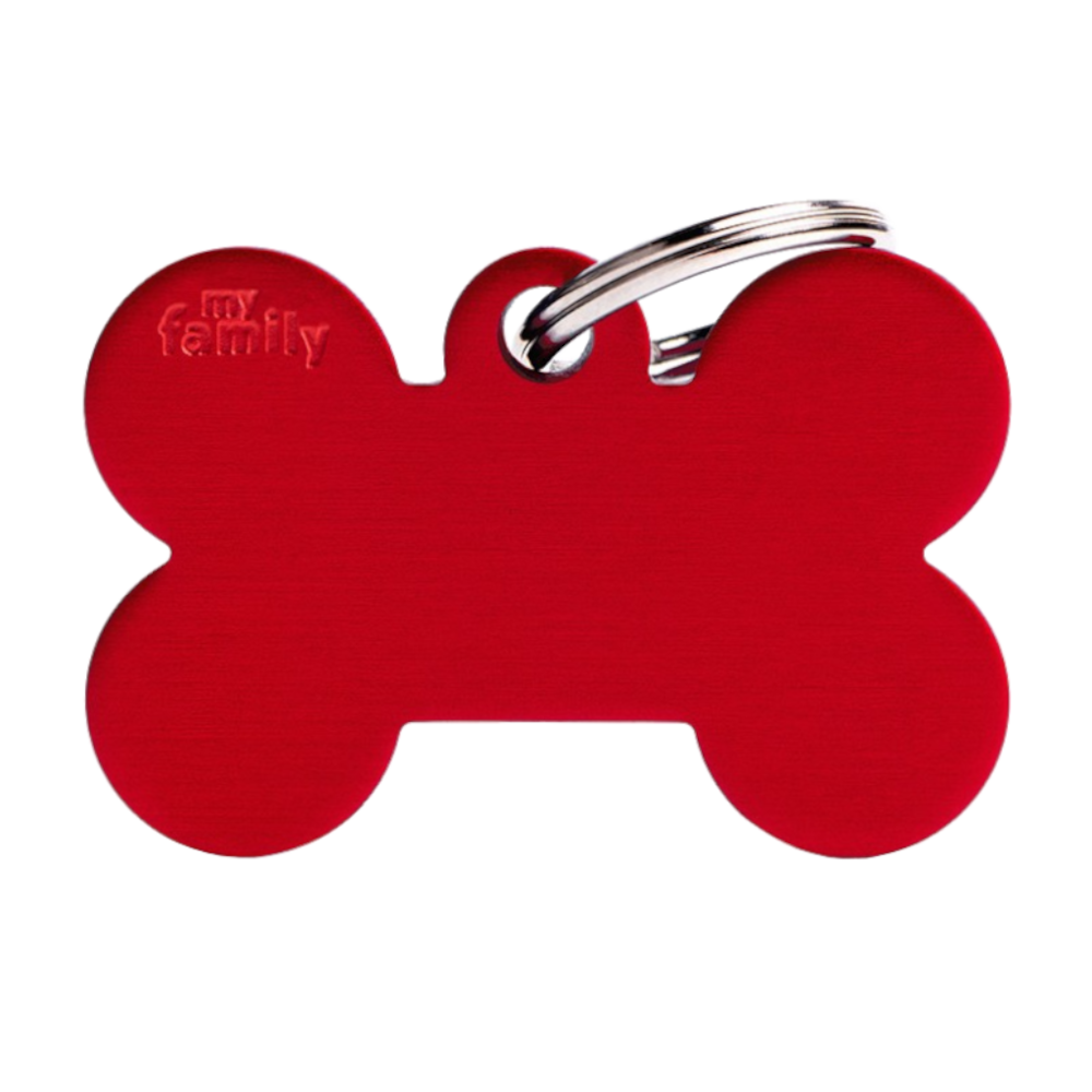 SILCA My Family Bone Shape ID Tag With Split Ring Large - Red