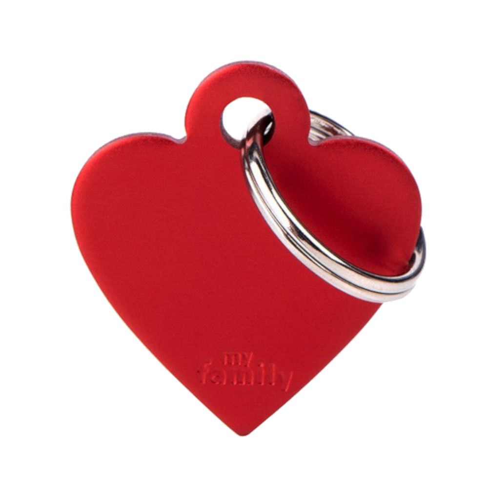 SILCA My Family Heart Shape ID Tag With Split Ring Small - Red