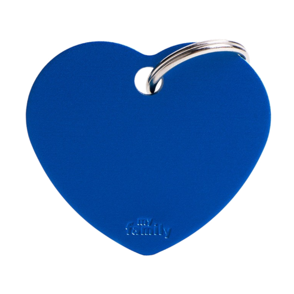 SILCA My Family Heart Shape ID Tag With Split Ring Large - Blue