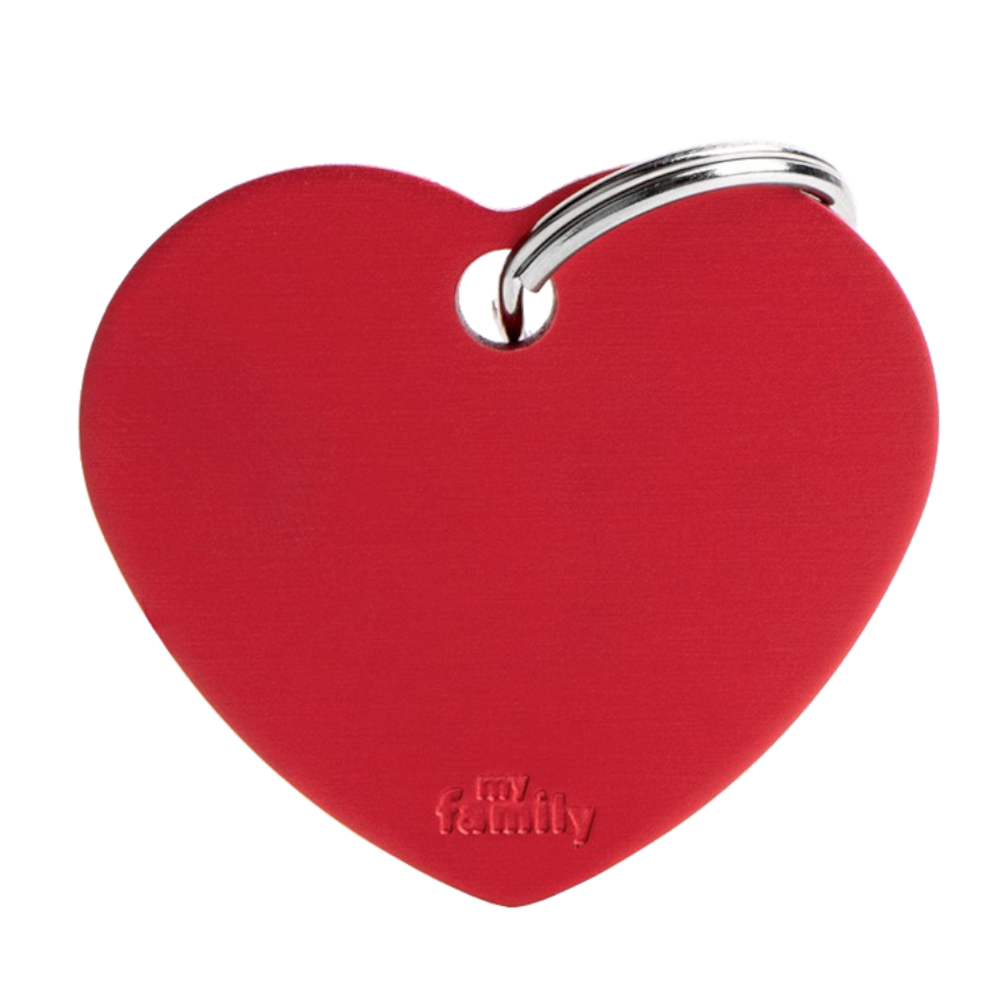 SILCA My Family Heart Shape ID Tag With Split Ring Large - Red