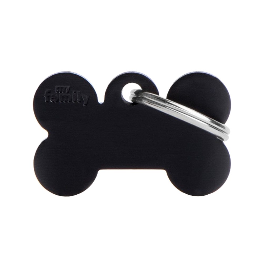 SILCA My Family Bone Shape ID Tag With Split Ring Small - Black
