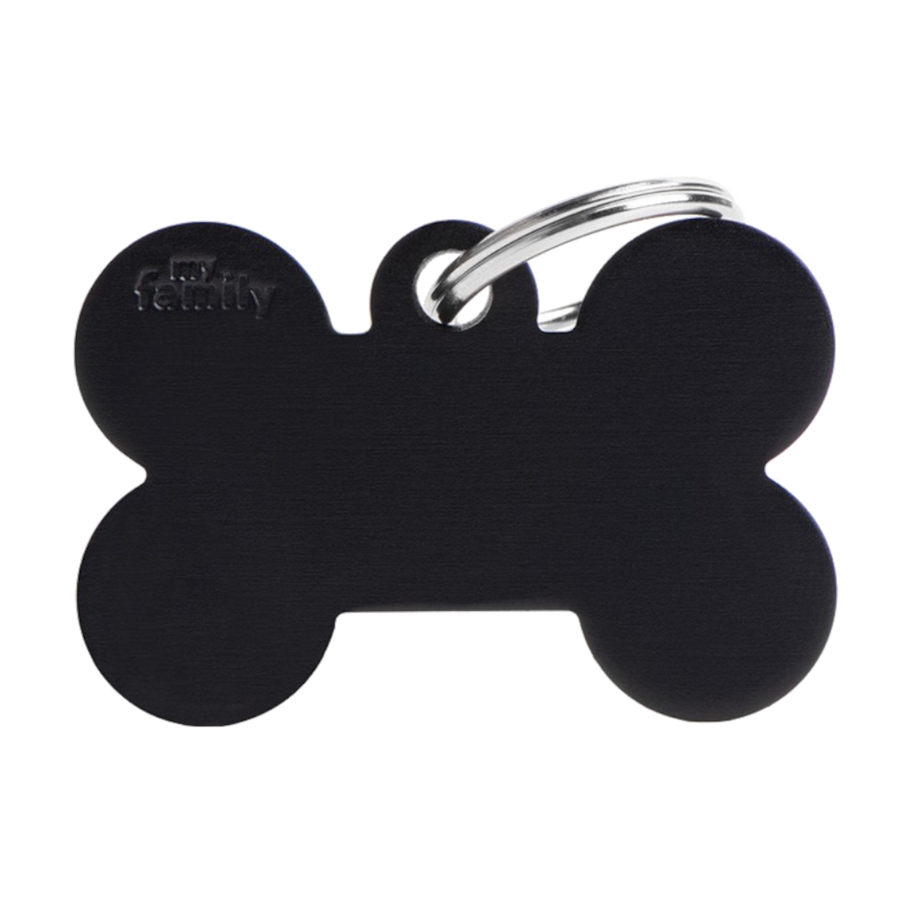 SILCA My Family Bone Shape ID Tag With Split Ring Large - Black