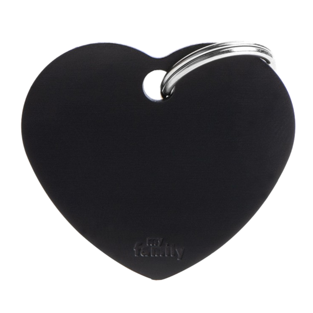SILCA My Family Heart Shape ID Tag With Split Ring Large - Black