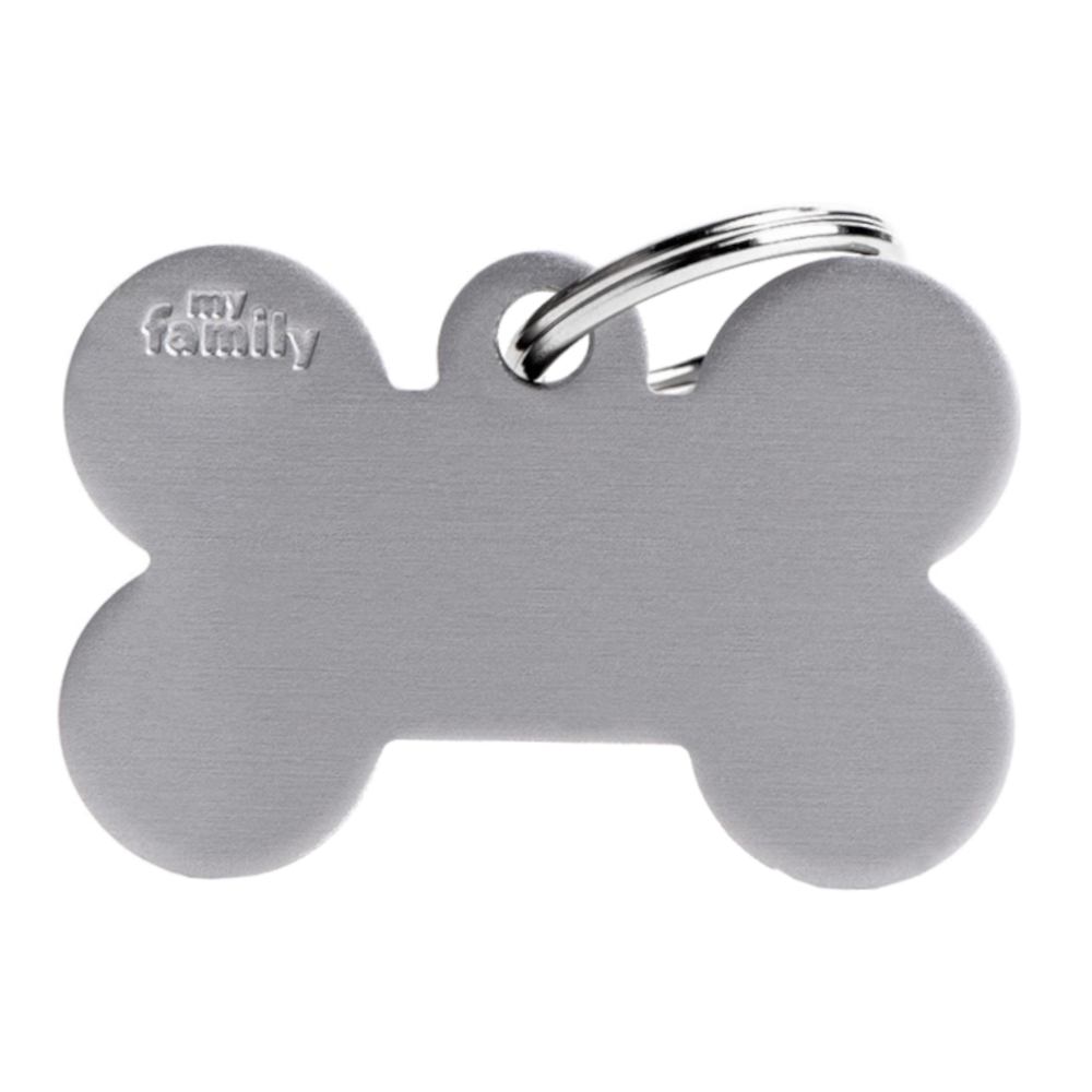 SILCA My Family Bone Shape ID Tag With Split Ring Large - Grey