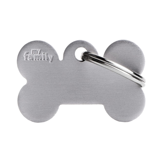 SILCA My Family Bone Shape ID Tag With Split Ring Small - Grey