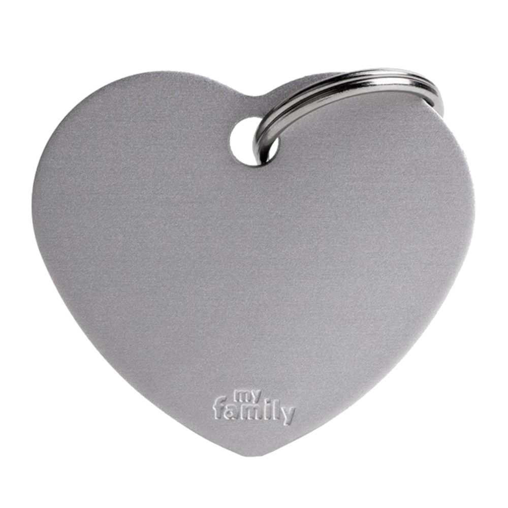 SILCA My Family Heart Shape ID Tag With Split Ring Large - Grey