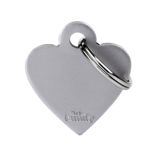 SILCA My Family Heart Shape ID Tag With Split Ring Small - Grey