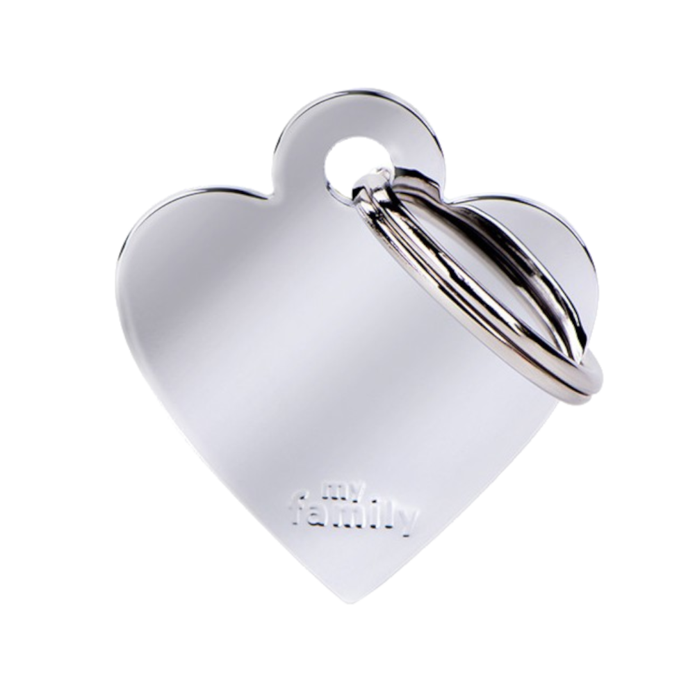 SILCA My Family Heart Shape ID Tag With Split Ring Small - Chrome