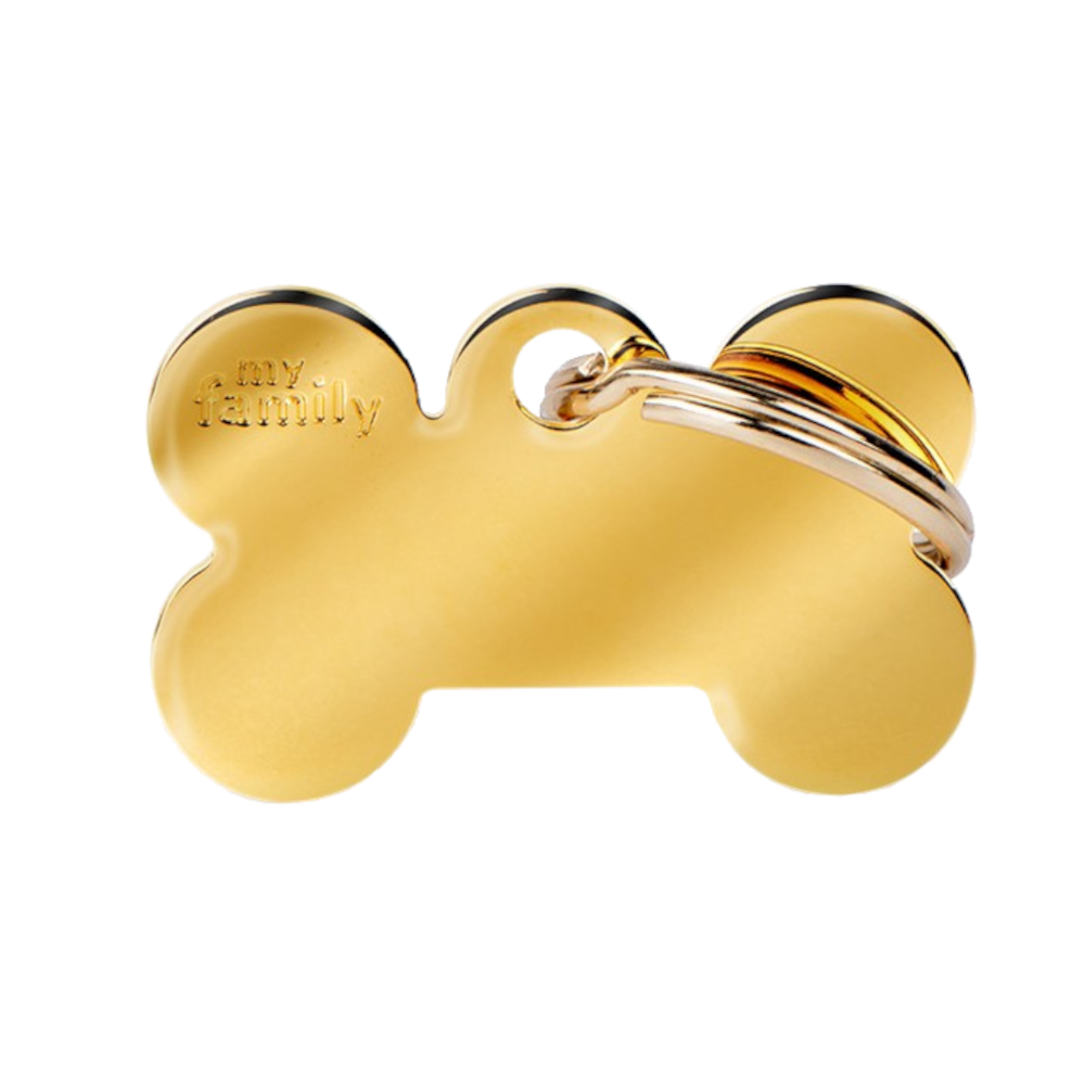 SILCA My Family Bone Shape ID Tag With Split Ring Small Brass - Golden Brass