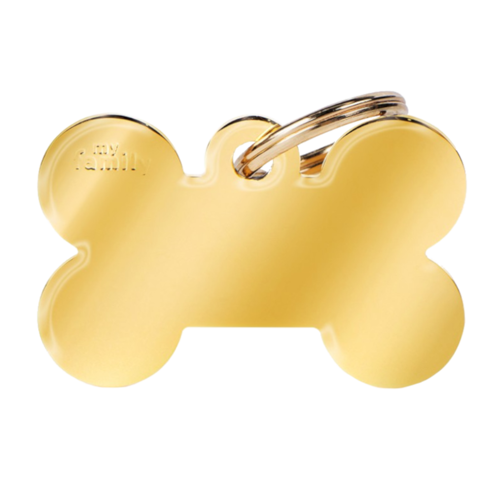 SILCA My Family Bone Shape ID Tag With Split Ring Large Brass - Golden Brass