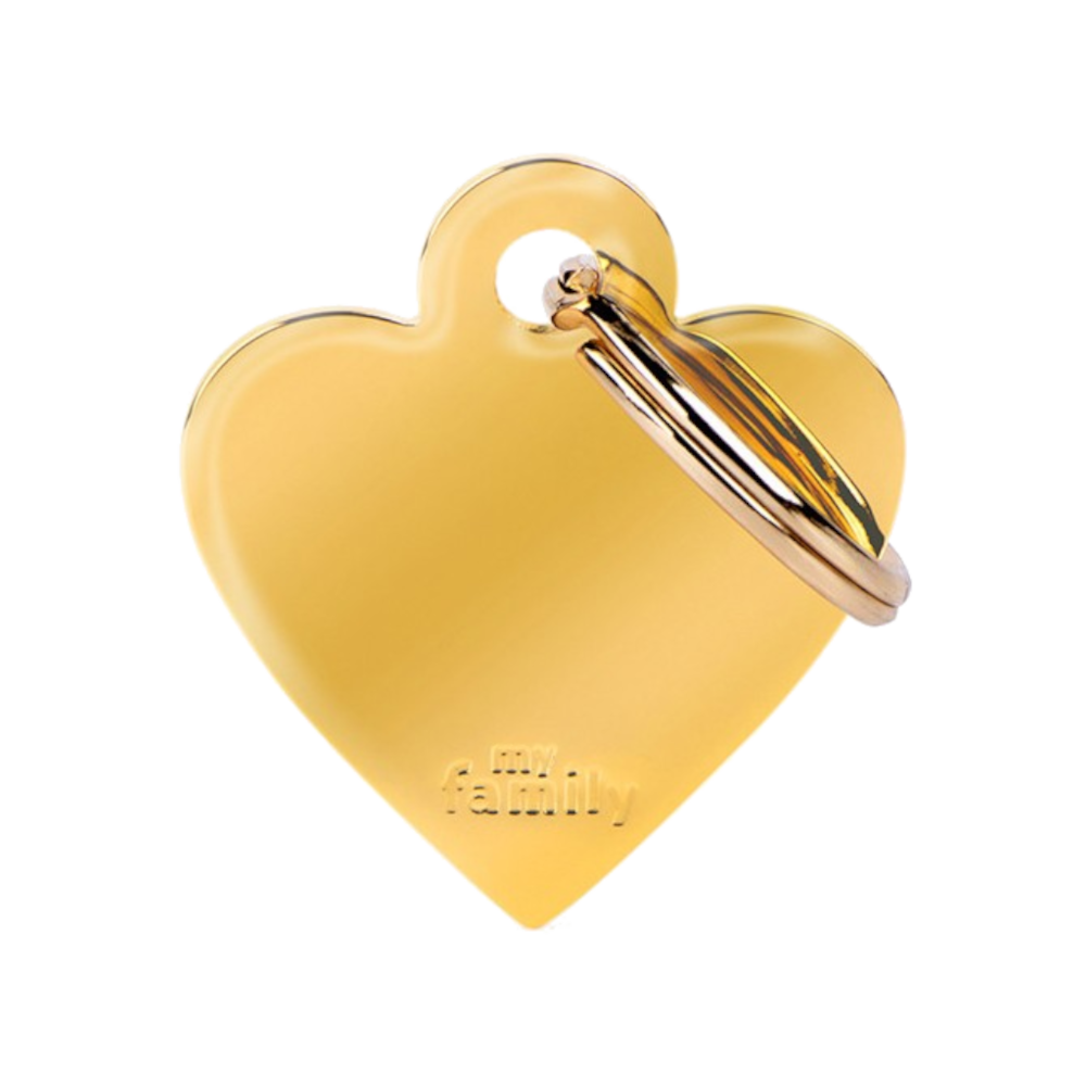 SILCA My Family Heart Shape ID Tag With Split Ring Small Brass - Golden Brass