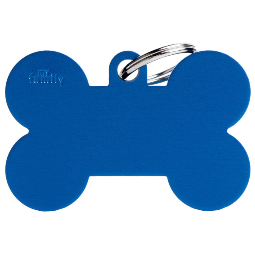 SILCA My Family Bone Shape ID Tag With Split Ring Extra Large - Blue