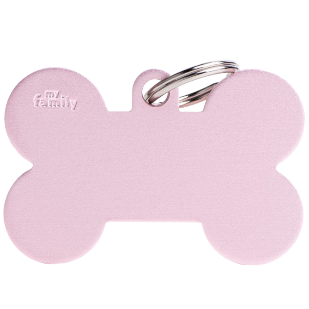 SILCA My Family Bone Shape ID Tag With Split Ring Extra Large - Pink