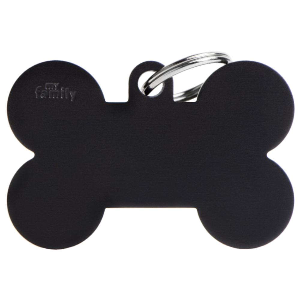 SILCA My Family Bone Shape ID Tag With Split Ring Extra Large - Black