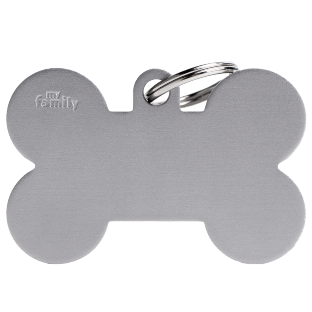 SILCA My Family Bone Shape ID Tag With Split Ring Extra Large - Grey