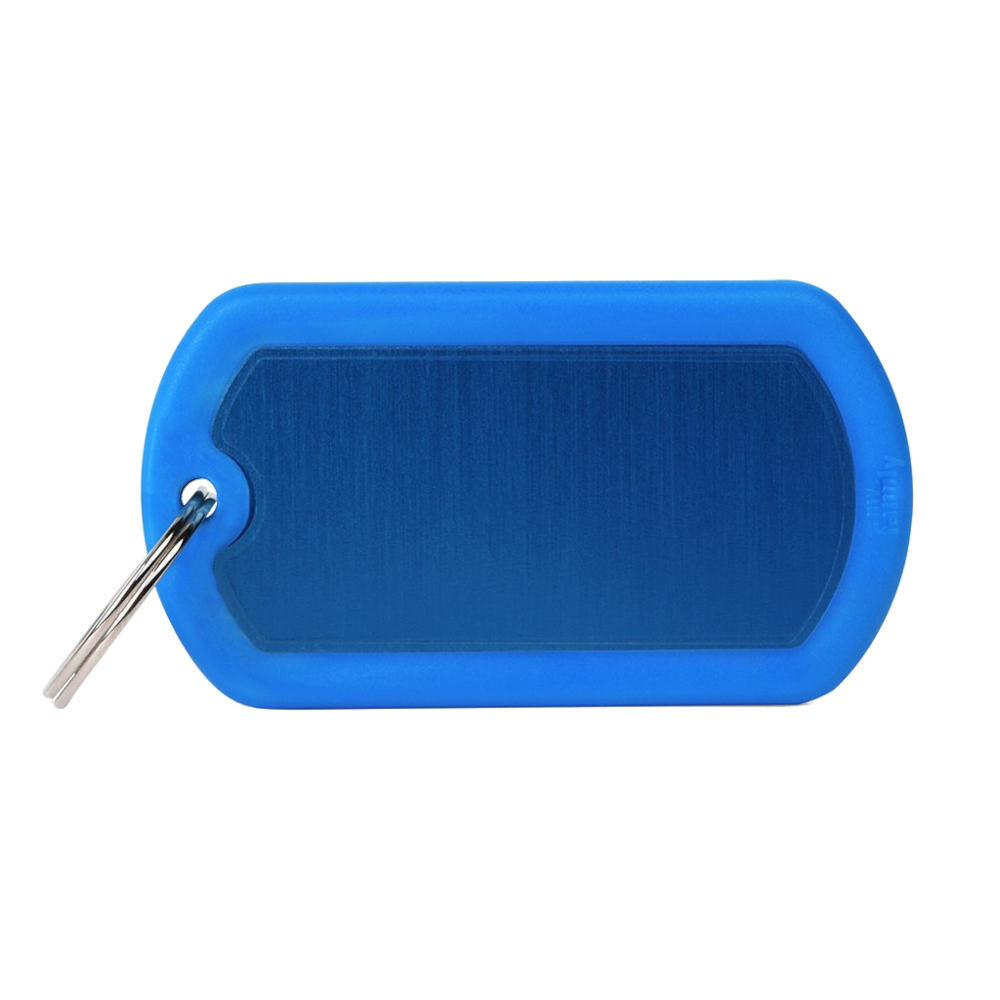 SILCA My Family Military Luggage ID Tag With Split Ring & Rubber Edging Blue