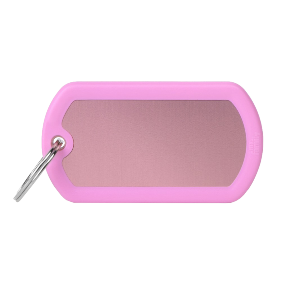 SILCA My Family Military Luggage ID Tag With Split Ring & Rubber Edging Pink