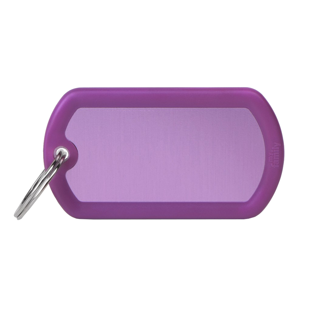 SILCA My Family Military Luggage ID Tag With Split Ring & Rubber Edging Purple