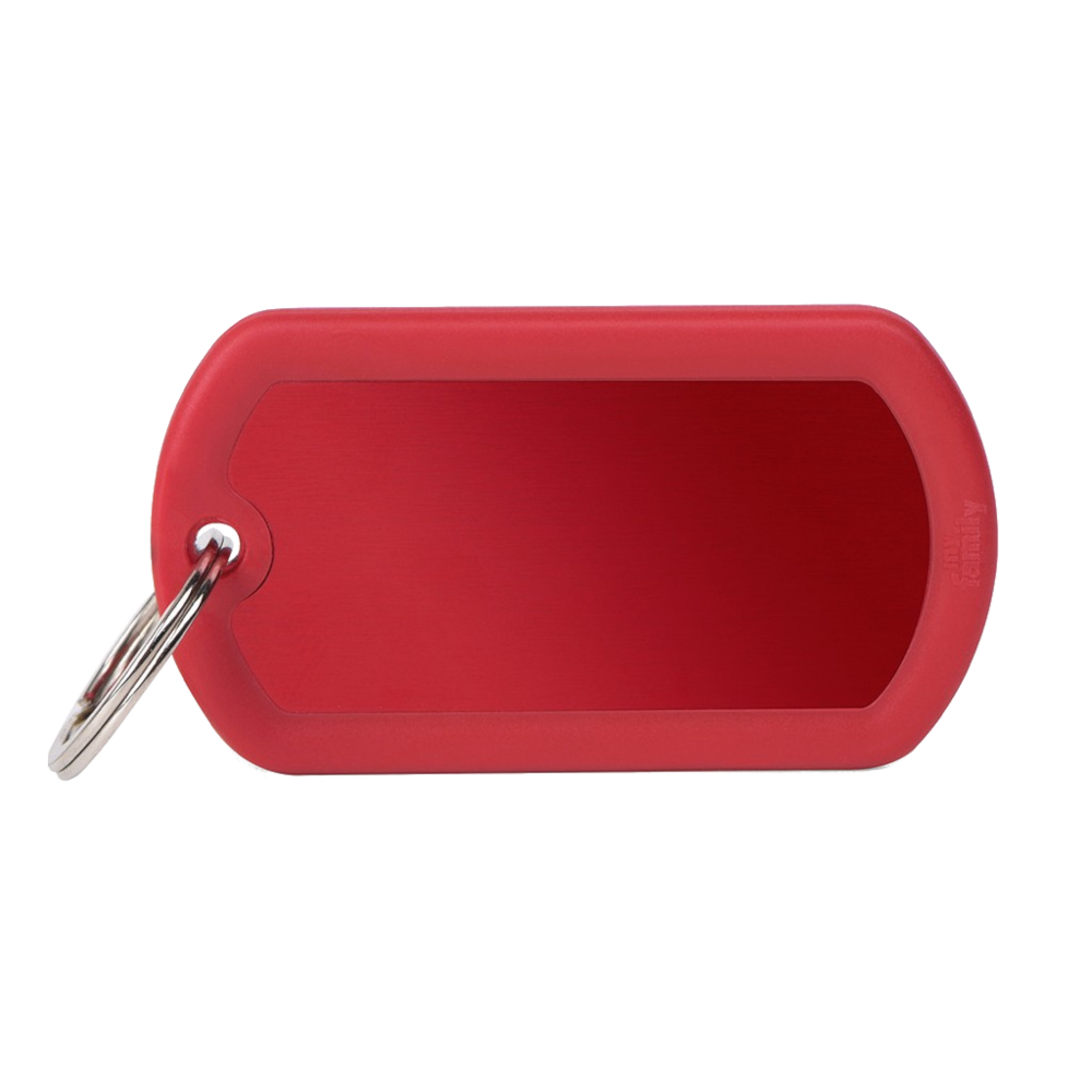 SILCA My Family Military Luggage ID Tag With Split Ring & Rubber Edging Red