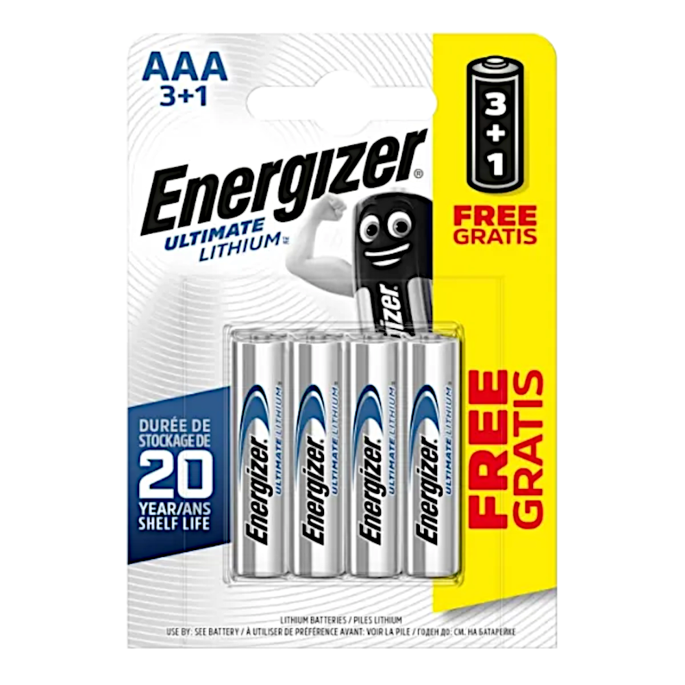 ENERGIZER AAA Ultimate Lithium Battery AAA 3+1 Free Pack