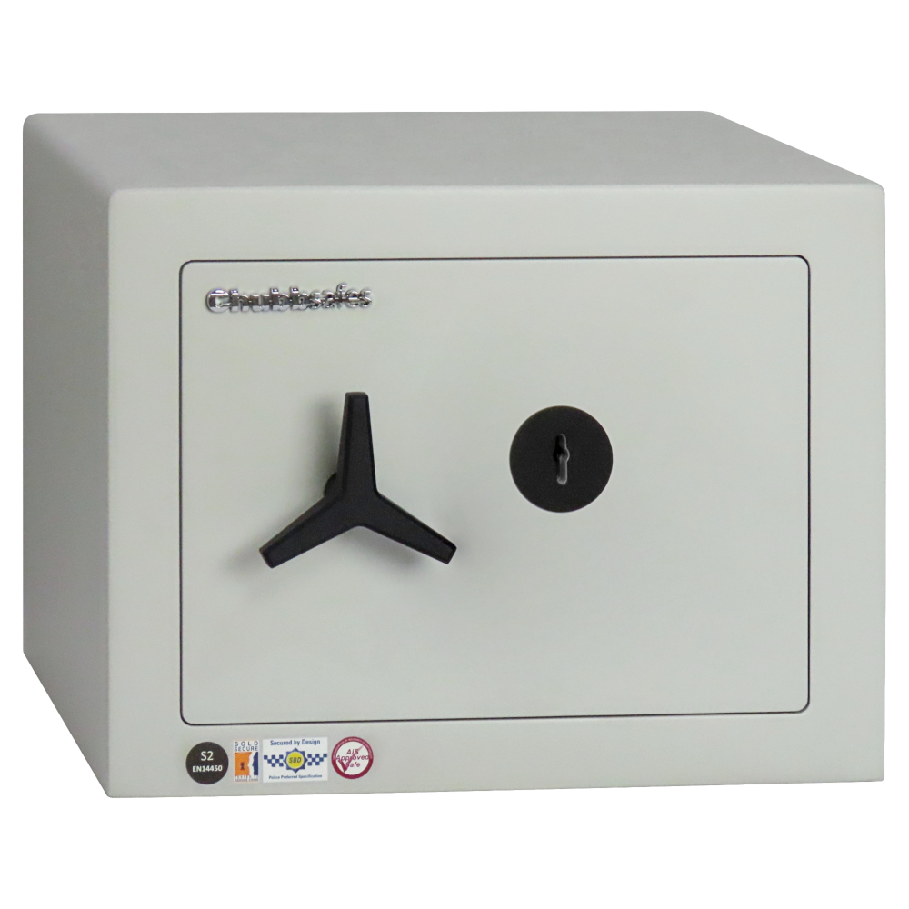 CHUBBSAFES Homevault S2 Burglary Resistant Safe 4,000 Rated 25 KL S2 Key Operated 31.8Kg - White