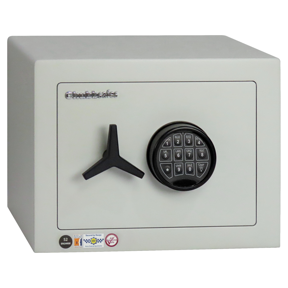 CHUBBSAFES Homevault S2 Burglary Resistant Safe 4,000 Rated 25 EL S2 Electronic Lock 31.8Kg - White