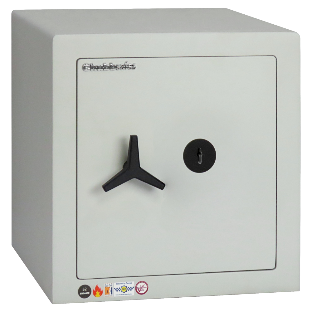 CHUBBSAFES Homevault S2 Plus Burglary & Fire Dual Protection Safe 4,000 Rated 40-KL S2 Plus Key Operated 49.2Kg - White