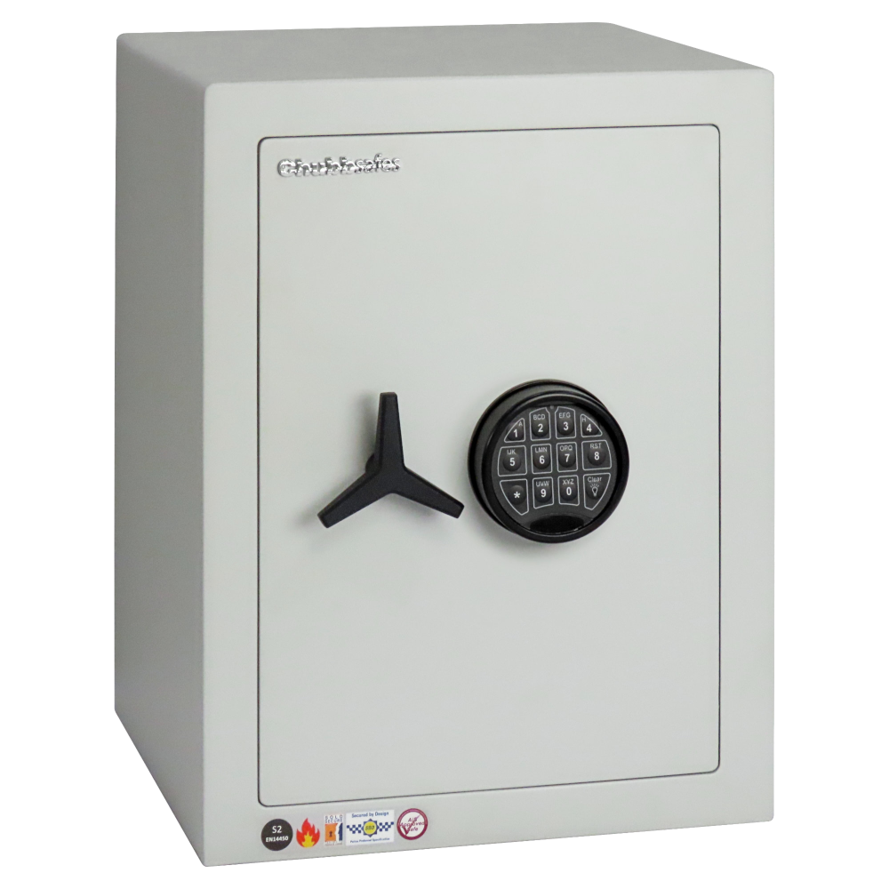 CHUBBSAFES Homevault S2 Plus Burglary & Fire Dual Protection Safe 4,000 Rated 55-EL S2 Plus Electronic Lock 56.5Kg - White