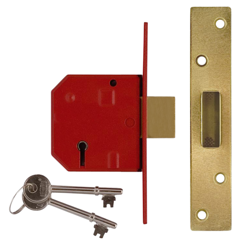 UNION 2134 5 Lever Deadlock 67mm Keyed To Differ - Polished Brass