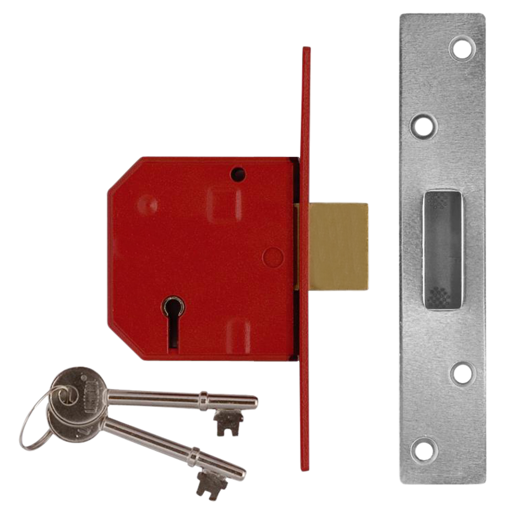 UNION 2134 5 Lever Deadlock 67mm Keyed To Differ - Satin Chrome