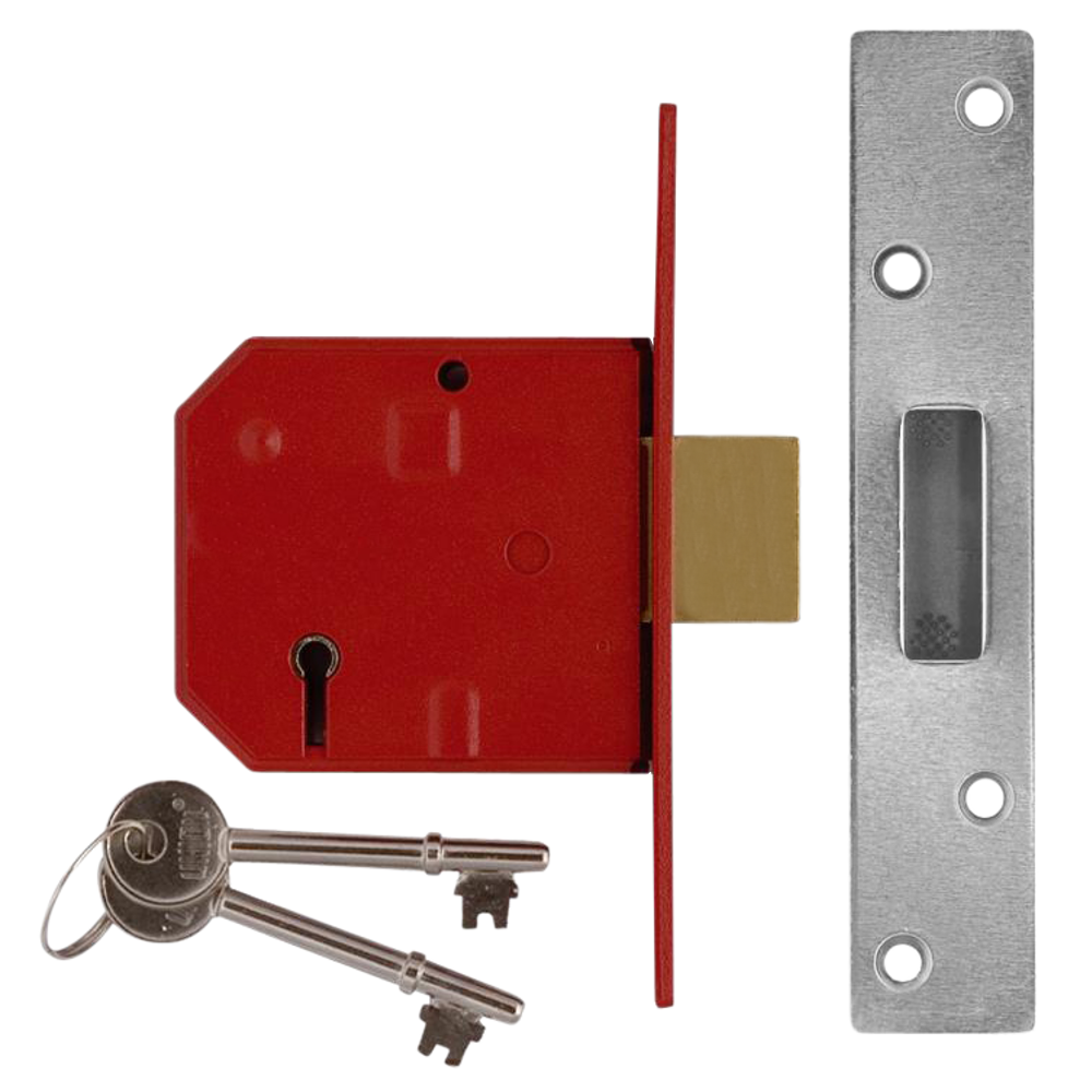 UNION 2134 5 Lever Deadlock 79.5mm Keyed To Differ - Satin Chrome