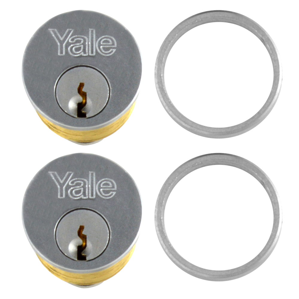 YALE 1133 Screw-In Cylinder KD Keyed Alike Pair - Satin Chrome