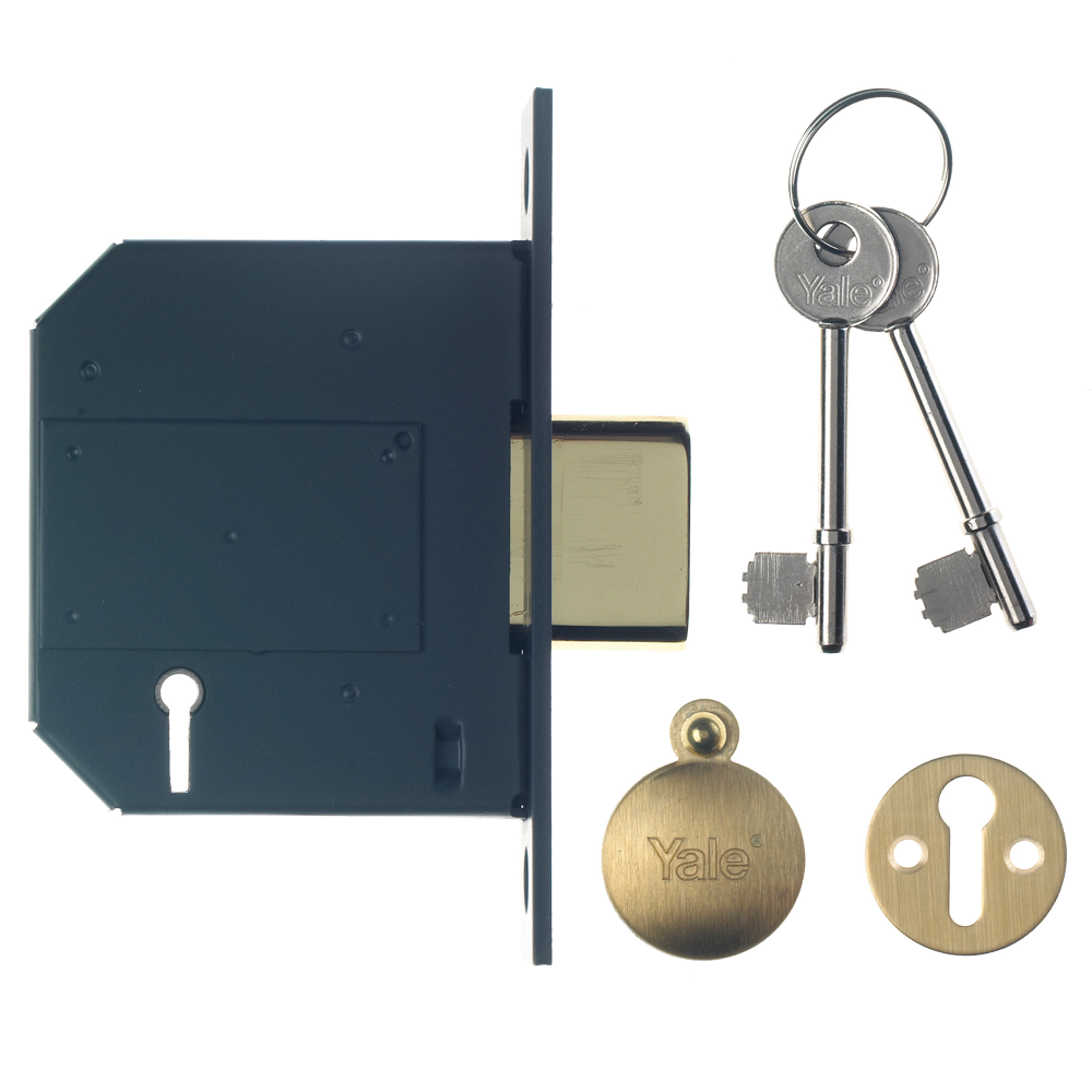 YALE PM562 5 Lever Deadlock 75mm Keyed To Differ Pro - Polished Brass