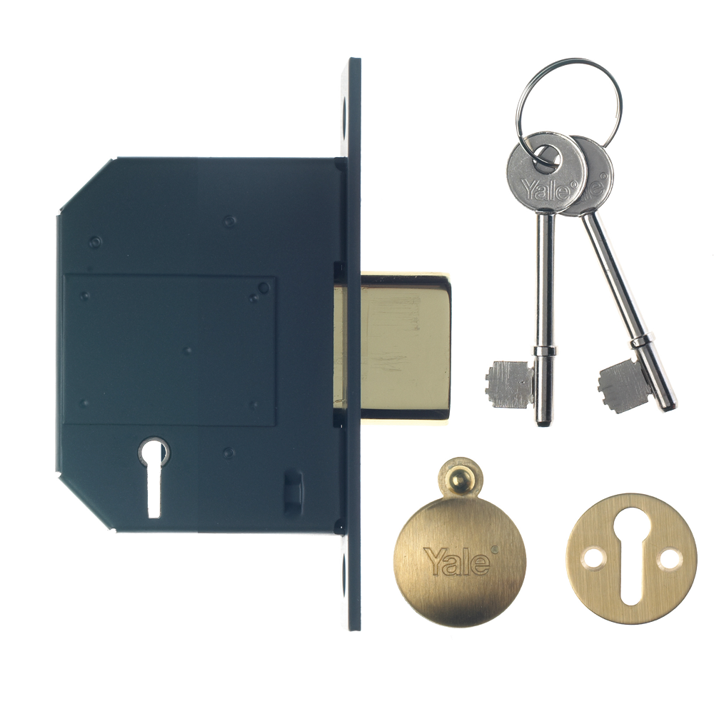 YALE PM562 5 Lever Deadlock 64mm Keyed To Differ Pro - Polished Brass