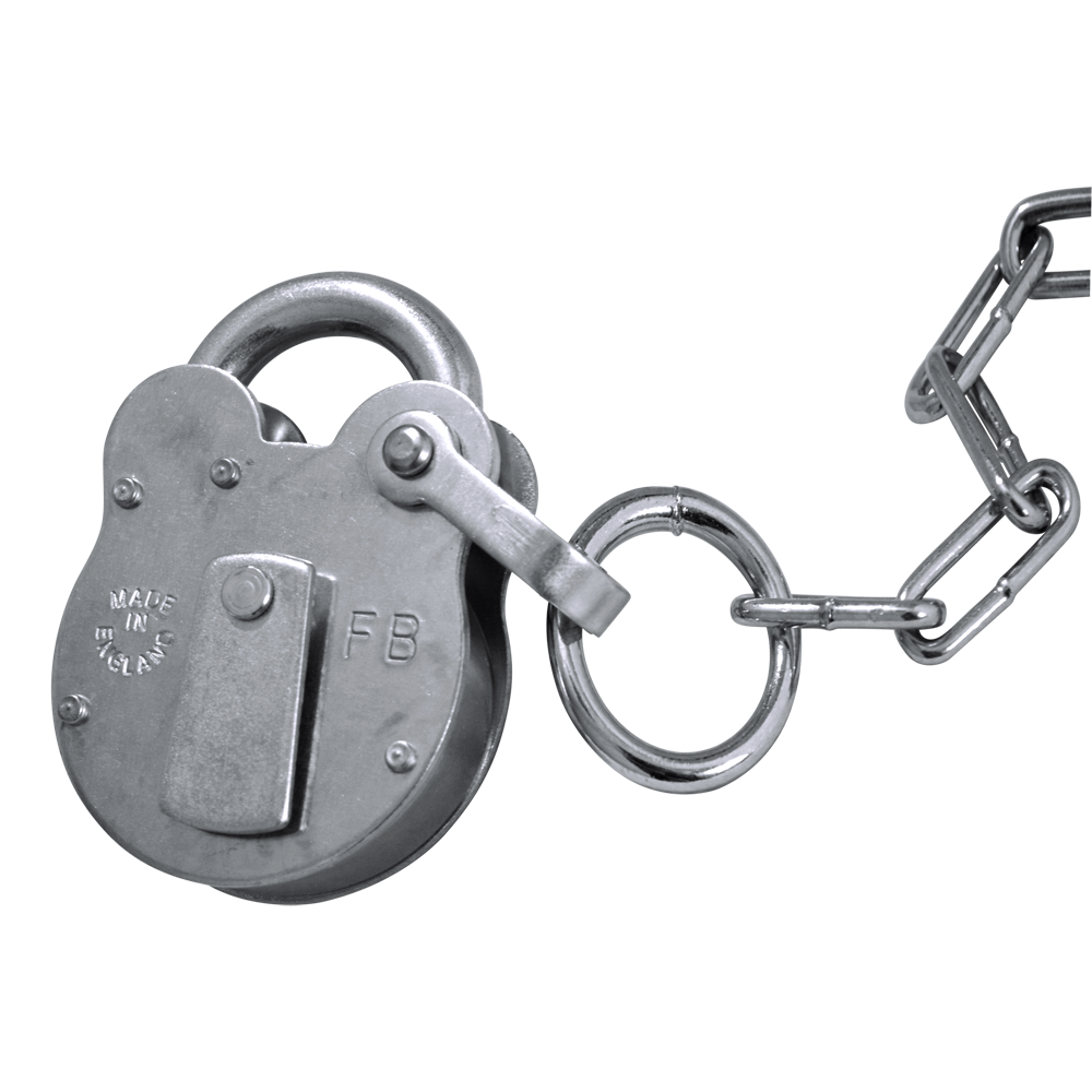 WALSALL LOCKS FB Old English Padlock FB1 53mm Keyed Alike c/w 400mm Chain - Galvanised