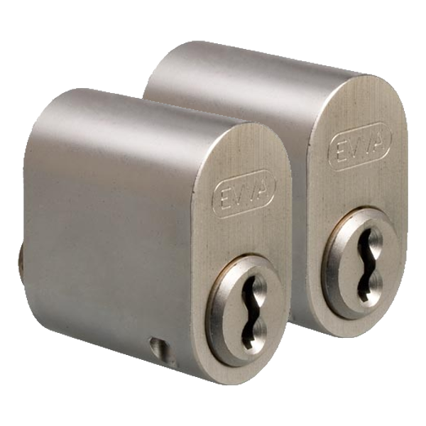 EVVA A5 Scandinavian Oval Cylinder 25.6mm Keyed to Differ Pair - Nickel Plated