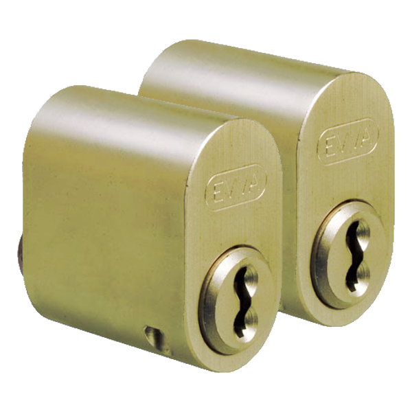 EVVA A5 Scandinavian Oval Cylinder 25.6mm Keyed to Differ Pair - Polished Brass