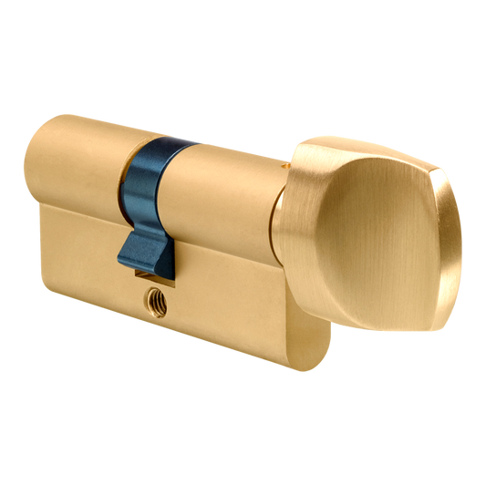 EVVA A5 KDZ Off-Set Euro Key & Turn Cylinder KD 67mm 36-T31 31-10-T26 - Polished Brass