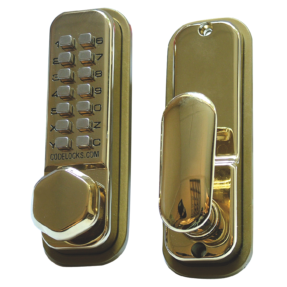 CODELOCKS CL255 Digital Lock With Optional Holdback CL255 - Polished Brass