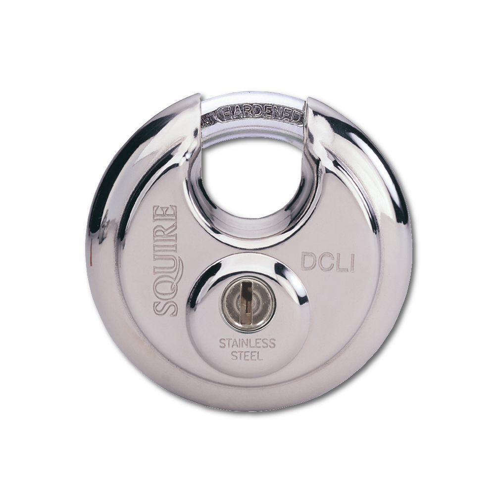 SQUIRE DCL1 Discus Padlock 70mm Keyed To Differ Pro - Chrome Plated