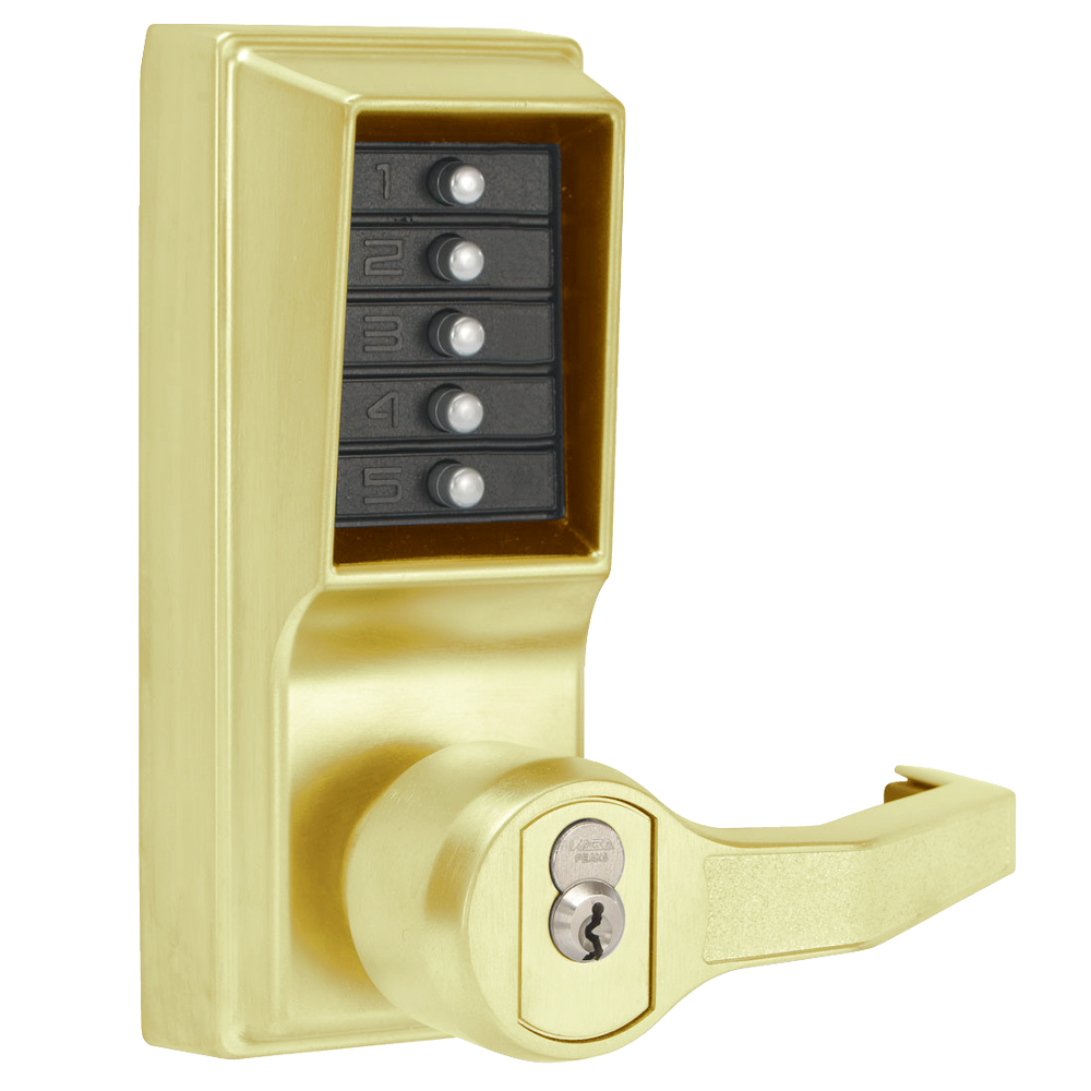 DORMAKABA Simplex L1000 Series L1021B Digital Lock Lever Operated Right Handed With Cylinder LL1021B-03 - Polished Brass