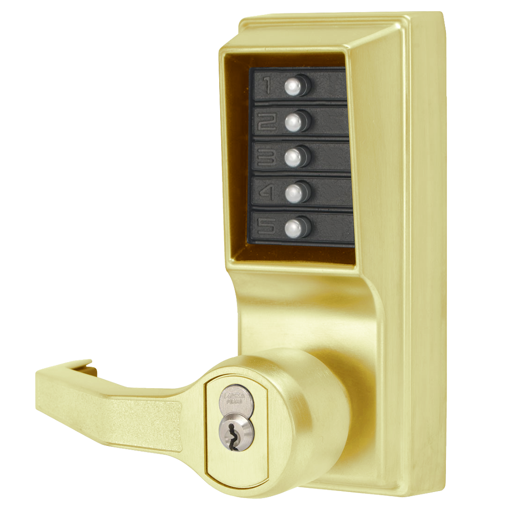 DORMAKABA Simplex L1000 Series L1021B Digital Lock Lever Operated Left Handed With Cylinder LL1021B-03 - Polished Brass