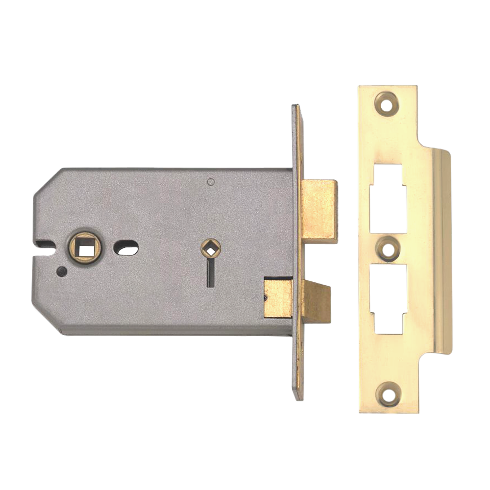 UNION 2026 Horizontal Mortice Bathroom Lock 127mm - Polished Lacquered Brass