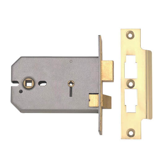 UNION 2026 Horizontal Mortice Bathroom Lock 127mm - Polished Lacquered Brass