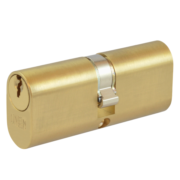 UNION 2X6 Oval Double Cylinder 74mm 37/37 32/10/32 Keyed Alike `WVL482` PL - Polished Lacquered Brass